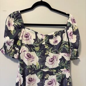 bohme Lavender & Olive Floral Midi Dress NWT